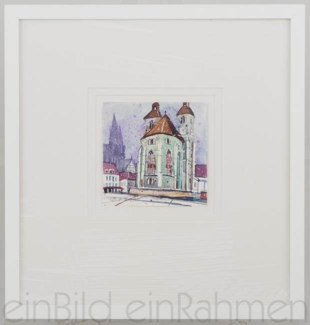 Neupfarrkirche, Regensburg Edith Thurnherr Aqurell Kleines Format von der Gallerie EinBild EinRahmen